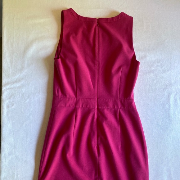 J. Crew Sleeveless Sheath Dress Sz 2 Midi Knee Length Hot Pink Barbiecore Office - Picture 4 of 10